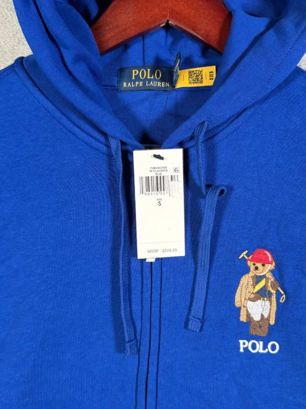 Polo Ralph Lauren Hoodie Mens S Blue Polo Bear Fleece Full Zip Sweatshirt $228